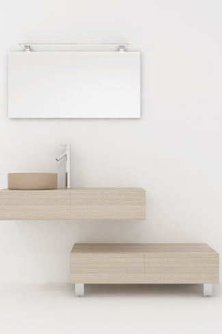 <p>
	Pack compuesto por dos muebles de baño realizados en tablero de partículas laminado de 19mm. Un mueble suspendido con un cajón con cierre suave y otro módulo con patas y dos cajones con cierre suave. Colgadores a pared capaces de soportar hasta 30 Kg por colgador. Cantos realizados en PVC de 1 mm. Lavabo sobreencimera a juego, espejo liso con foco iluminación LED de 100 cm de 9,6 W con 600 lumenes y temperatura de color de 6000 K LED incluidos. Fabricado en España. Grifo no incluido. </p>
