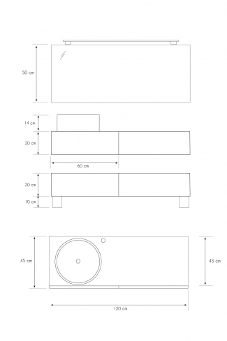 <p>
	Pack compuesto por dos muebles de baño realizados en tablero de partículas laminado de 19mm. Un mueble suspendido con un cajón con cierre suave y otro módulo con patas y dos cajones con cierre suave. Colgadores a pared capaces de soportar hasta 30 Kg por colgador. Cantos realizados en PVC de 1 mm. Lavabo sobreencimera a juego, espejo liso con foco iluminación LED de 100 cm de 9,6 W con 600 lumenes y temperatura de color de 6000 K LED incluidos. Fabricado en España. Grifo no incluido. </p>
