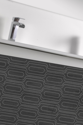 <p>
	Pack formado por mueble de 120 cm realizado en material laminado con frontal decorado mediante técnica láser. Cajón totalmente extraible y cierre soft-closing. Incluye lavabo cerámico de color blanco con dos senos, espejo y foco iluminación LED de 100cm. Fabricado en España.</p>
