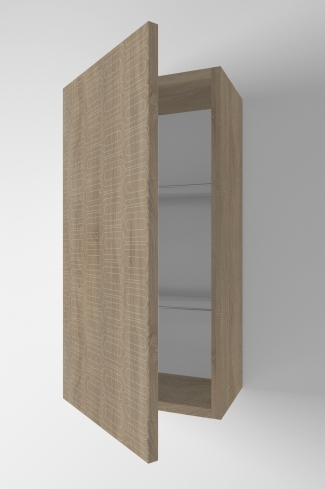 <p>
	Complemento de baño de 36x70 cm realizado en material laminado con puerta decorada mediante técnica láser y cierre softclosing. Incluye dos estantes regulables en altura, de cristal templado, en el interior. Bisagras con cierre softclosing testadas a 80.000 ciclos regulables en los tres ejes. Colgadores a pared capaces de soportar hasta 30 Kg por colgador. Cantos realizados en PVC de 1mm. Fabricado en España.</p>
