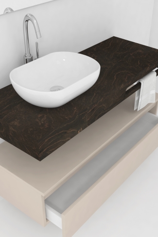 <p>
	Pack compuesto por mueble de baño fabricado en tablero de partículas laminado de 19mm acabado mate con un cajón de gran capacidad, cierre suave y extracción total. Lavabo suspendido de mármol compacto con escuadras de acero inoxidable. Espejo liso y foco iluminación LED 6000K, 9,6W, 600lm. Fabricado en España. Grifo no incluido. </p>
