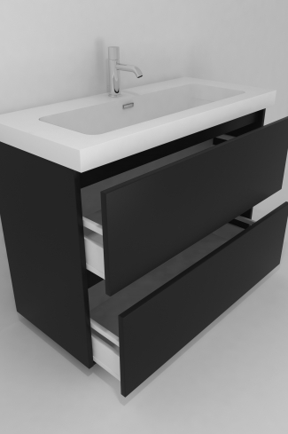 <p>
	Pack formado por mueble de baño realizado en tablero laminado con dos cajones totalmente extraíbles y cierre softclosing. Lavabo de resina y espejo con iluminación LED incluidos. Made in Europe.</p>
