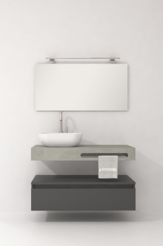<p>
	Pack compuesto por mueble de baño fabricado en tablero de partículas laminado de 19mm acabado mate con un cajón de gran capacidad, cierre suave y extracción total. Lavabo suspendido de mármol compacto con escuadras de acero inoxidable. Espejo liso y foco iluminación LED 6000K, 9,6W, 600lm. Fabricado en España. Grifo no incluido. </p>
