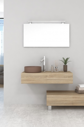 <p>
	Pack compuesto por dos muebles de baño realizados en tablero de partículas laminado de 19mm. Un mueble suspendido con un cajón con cierre suave y otro módulo con patas y dos cajones con cierre suave. Colgadores a pared capaces de soportar hasta 30 Kg por colgador. Cantos realizados en PVC de 1 mm. Lavabo sobreencimera a juego, espejo liso con foco iluminación LED de 100 cm de 9,6 W con 600 lumenes y temperatura de color de 6000 K LED incluidos. Fabricado en España. Grifo no incluido. </p>
