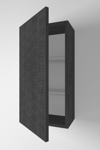 <p>
	Complemento de baño de 36x70 cm realizado en material laminado con puerta decorada mediante técnica láser y cierre softclosing. Incluye dos estantes regulables en altura, de cristal templado, en el interior. Bisagras con cierre softclosing testadas a 80.000 ciclos regulables en los tres ejes. Colgadores a pared capaces de soportar hasta 30 Kg por colgador. Cantos realizados en PVC de 1mm. Fabricado en España.</p>
