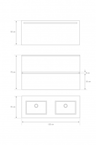 <p>
	Pack formado por mueble de baño realizado en tablero laminado 19mm acabado madera, con dos cajones totalmente extraíble con cierre softclosing. Lavabo cerámico y espejo con iluminación LED incluidos. Made in Europe.</p>
