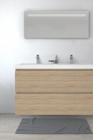 <p>
	Pack formado por mueble de baño realizado en tablero laminado con dos cajones totalmente extraíbles y cierre softclosing. Lavabo de resina y espejo con iluminación LED incluidos. Made in Europe.</p>
