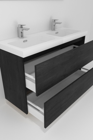 <p>
	Pack formado por mueble de baño realizado en tablero laminado con dos cajones totalmente extraíbles y cierre softclosing. Lavabo de resina y espejo con iluminación LED incluidos. Made in Europe.</p>
