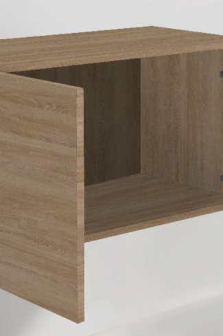 <p>
	Conjunto de mueble de baño realizado en material laminado color madera con microrelieve que le aporta mayor naturalidad de 19mm con tratamiento antibacteriano con cajón con sistema amortiguado suave . Lavabo cerámico de color blanco y espejo con iluminación integrada incluidos.Grifo no incluido. Fabricado en España. </p>
