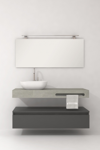 <p>
	Pack compuesto por mueble de baño fabricado en tablero de partículas laminado de 19mm acabado mate con dos cajones de gran capacidad, cierre suave y extracción total. Lavabo suspendido de mármol compacto con escuadras de acero inoxidable. Espejo liso y foco iluminación LED 6000K, 9,6W, 600lm. Fabricado en España. Grifo no incluido. </p>
