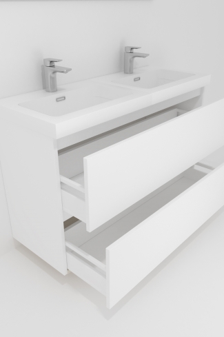 <p>
	Pack formado por mueble de baño realizado en tablero laminado con dos cajones totalmente extraíbles y cierre softclosing. Lavabo de resina y espejo con iluminación LED incluidos. Made in Europe.</p>
