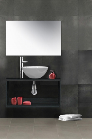 <p>
	Mueble de baño realizado en mateial laminado de 19 mm formado por un derorativo de gran capacidad. Lavabo cerámico incluido.</p>
