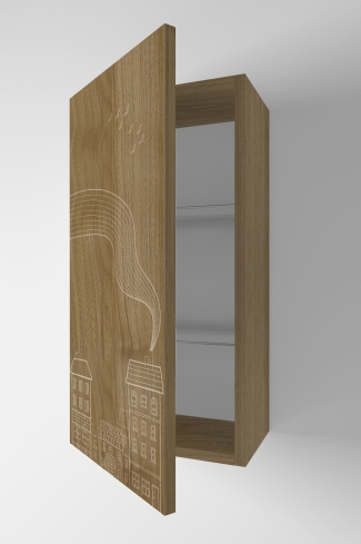 <p>
	Complemento de baño de 36x70 cm realizado en material estratificado con puerta decorada mediante técnica láser y cierre softclosing. Incluye dos estantes regulables en altura, de cristal templado, en el interior. Bisagras con cierre softclosing testadas a 80.000 ciclos regulables en los tres ejes. Colgadores a pared capaces de soportar hasta 30 Kg por colgador. Cantos realizados en PVC de 1mm. Fabricado en España.</p>
