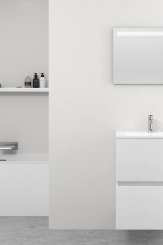 <p>
	Pack formado por mueble de baño realizado en tablero laminado 19mm acabado madera, con dos cajones totalmente extraíble con cierre softclosing. Lavabo cerámico y espejo con iluminación LED incluidos. Made in Europe.</p>
